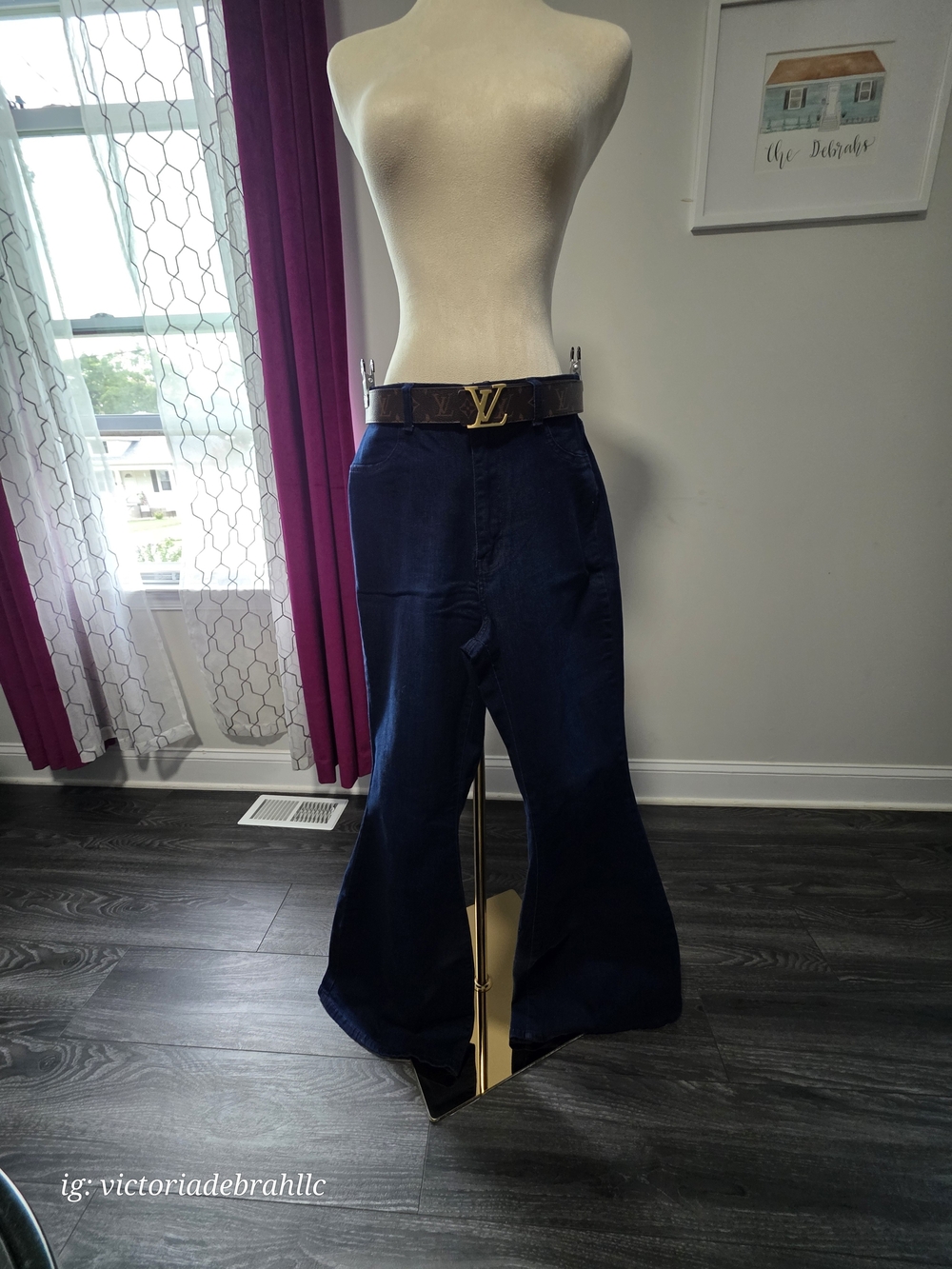High-Rise Navy Wide-Leg Jeans for Women